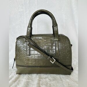 Kate Spade Olive Croc-Embossed Satchel
